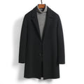 Premium Men's Solid Woolen Coat | Mid-Length Slim-Fit Worsted Overcoat