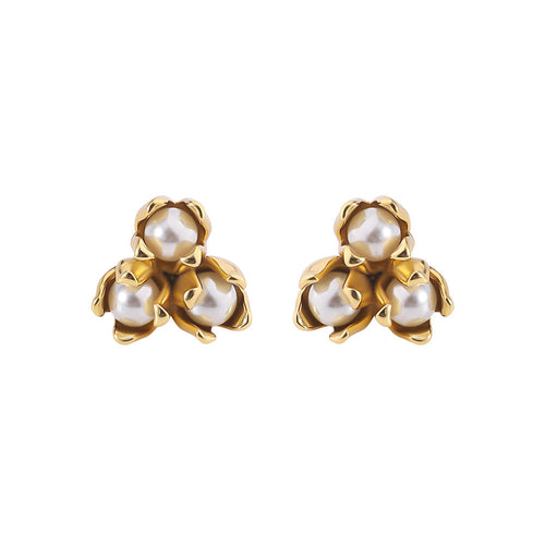 18K Gold Plated Stainless Steel Pearl Studs