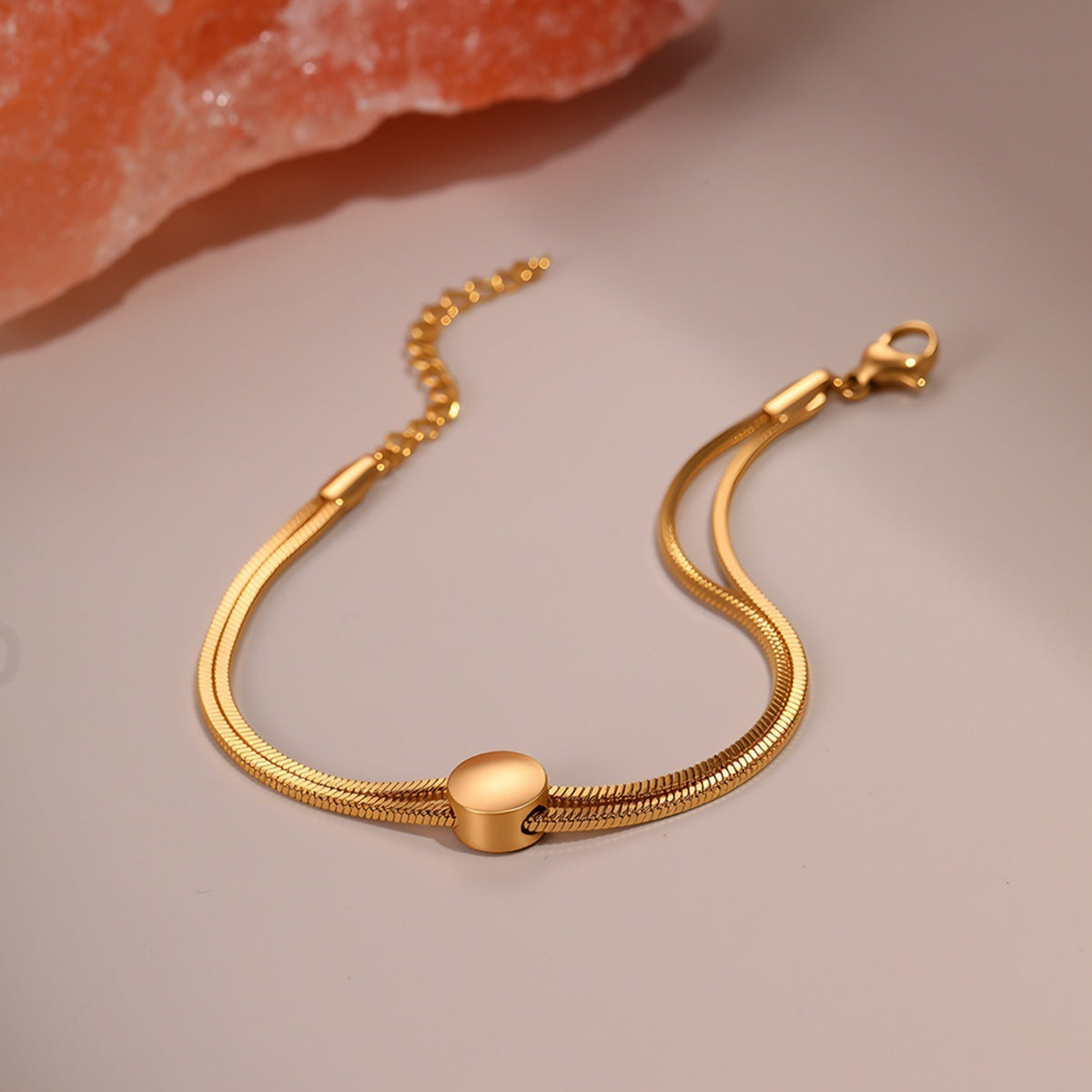 Women's Minimalist 18K Gold Plated Titanium Snake Chain Bracelet