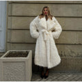 White Maxi Wool Blend Coat for Women