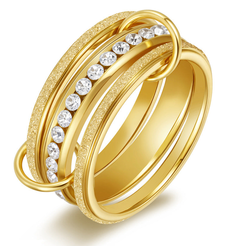 Luxury Copper & Zircon Twin Design Ring with 18K Gold Plating