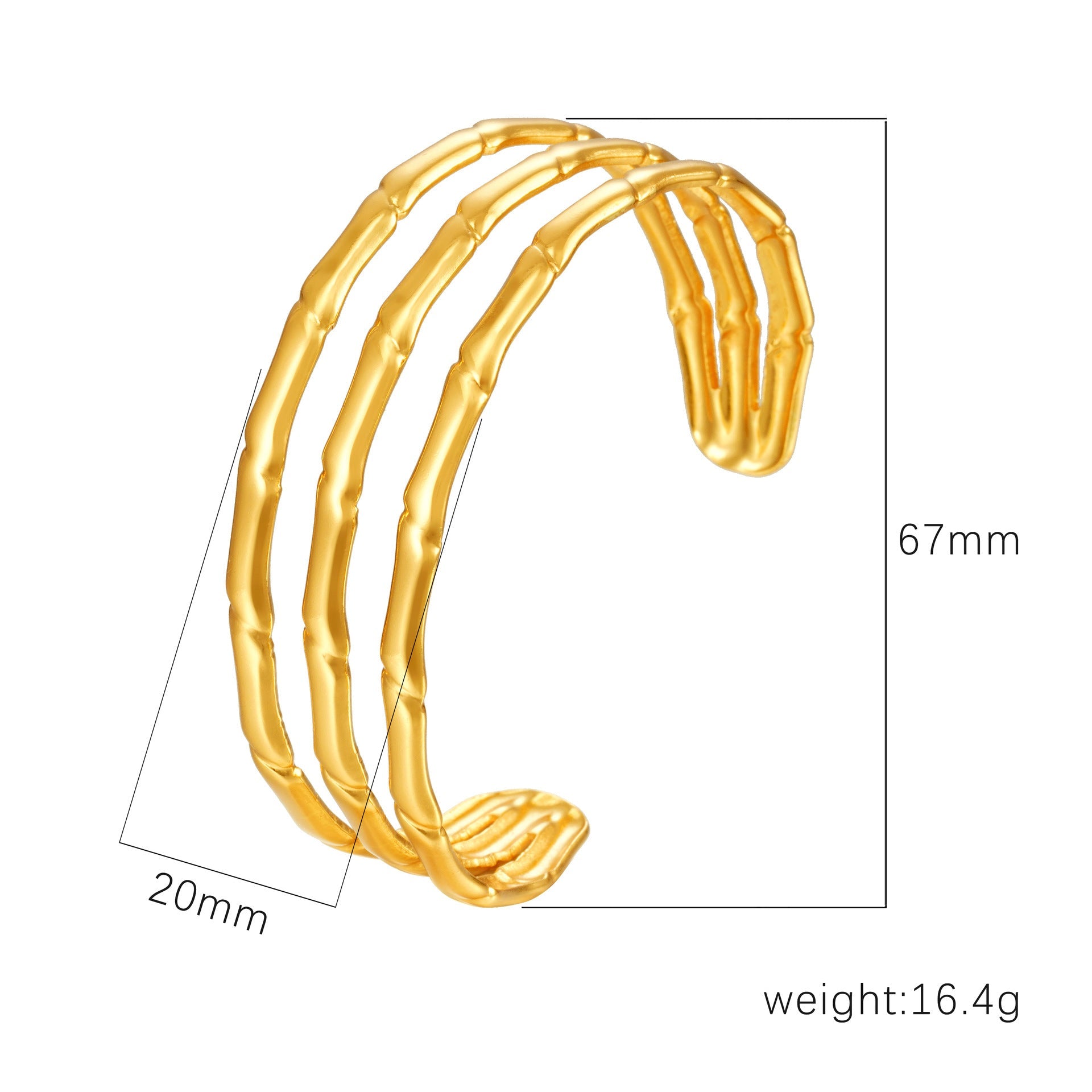 Chic Women's Open-End Stainless Steel C-Shaped Cuff Bracelet