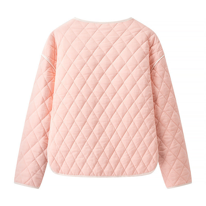 Casual Loose Diamond Pattern Padded Coat