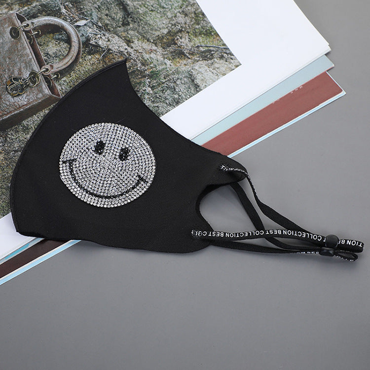 Rhinestone Smiley Butterfly Pattern Sun Block Face Mask