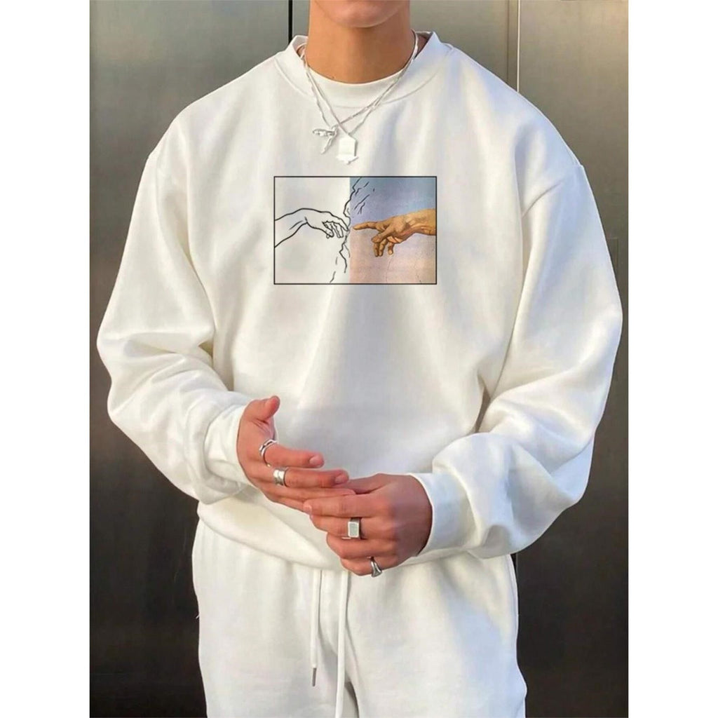 Men's Street Style Hand-Printed Sweatshirt | Urban Graphic Pullover