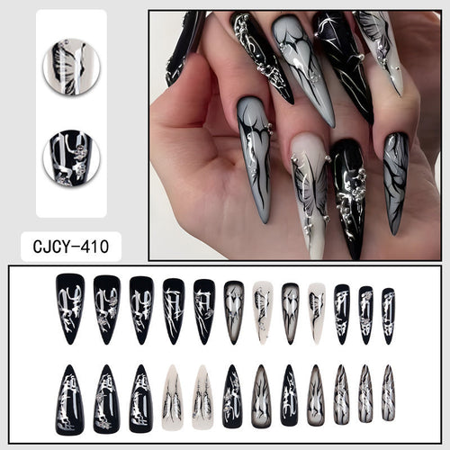 Dark Punk Love Butterfly Press-On Fake Nails