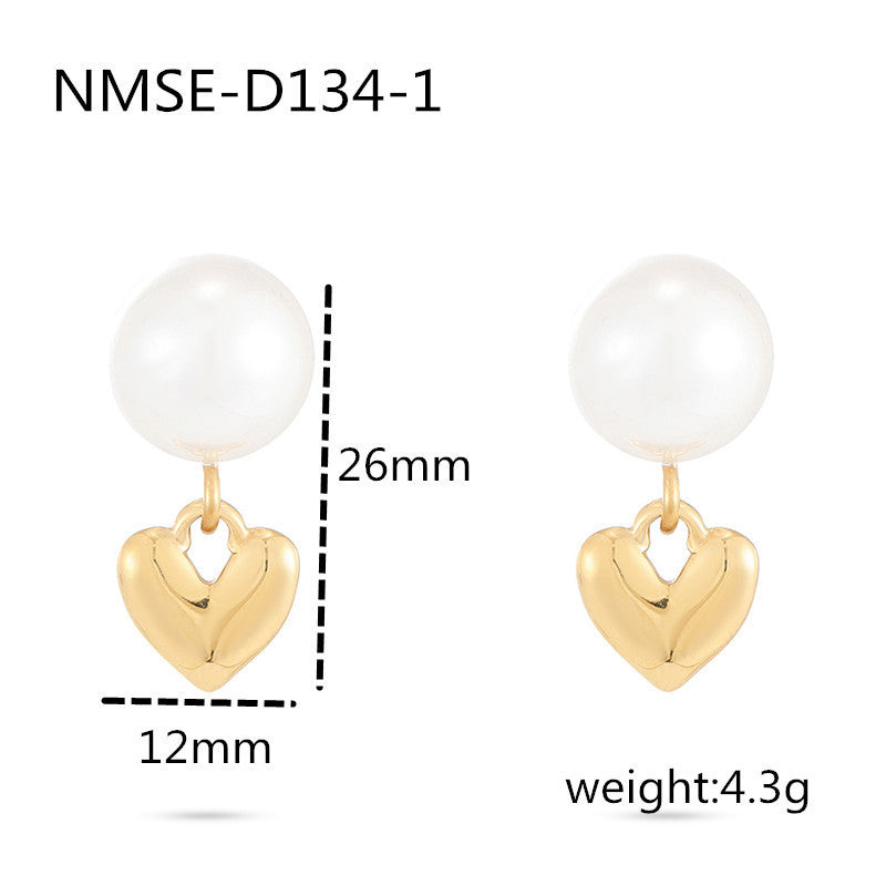Women's All-Match Pearl Titanium Steel Dangle/Hoop Earrings