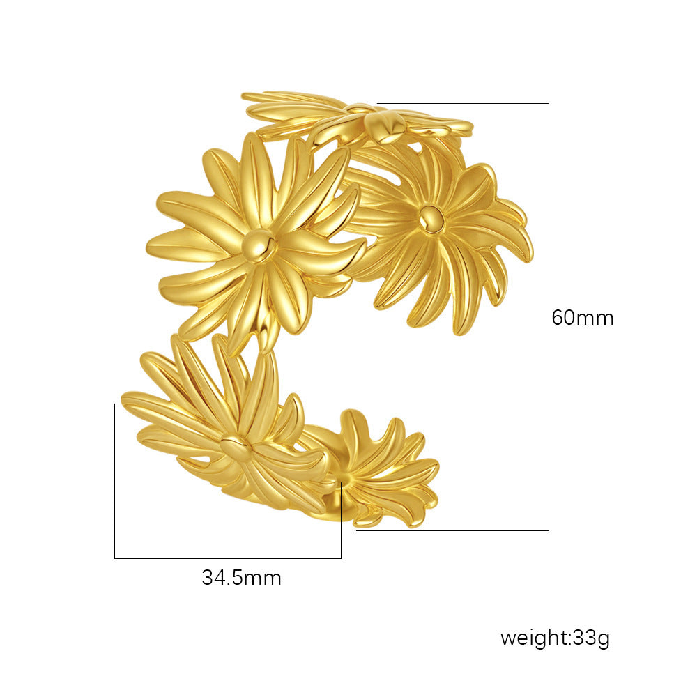 Chic Women's Open-End Stainless Steel C-Shaped Cuff Bracelet