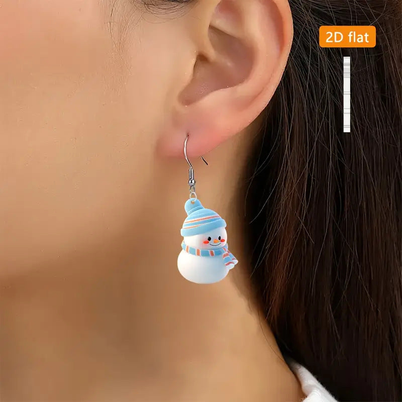 Charming Cartoon Snowman Holiday Earrings