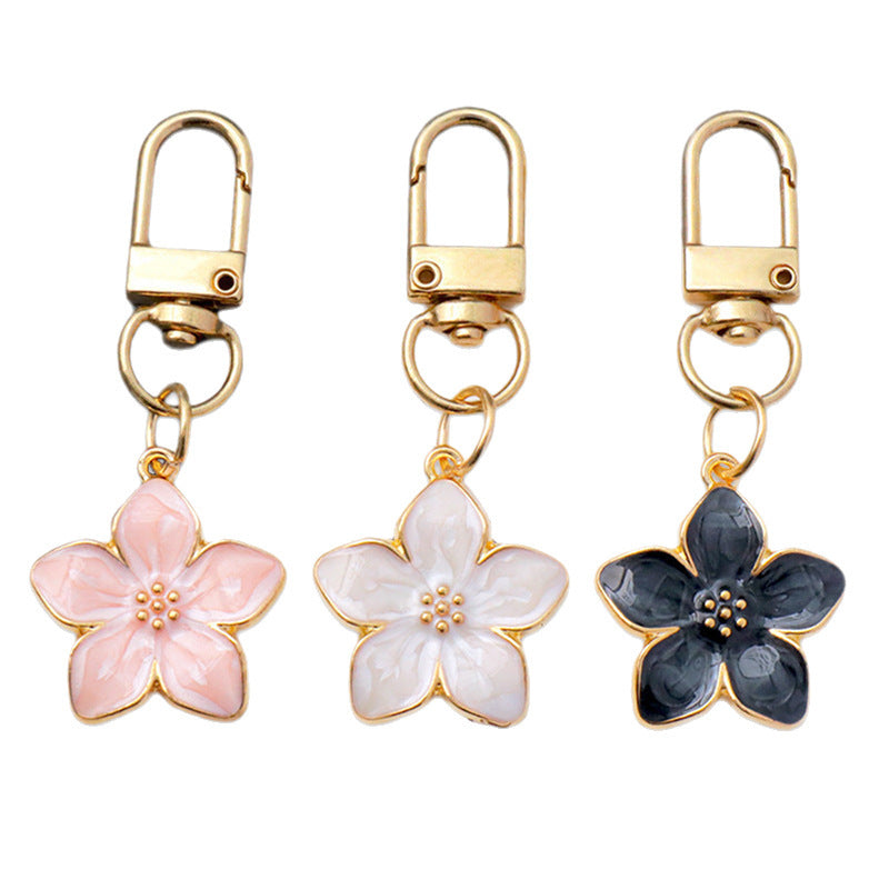 Chic Cherry Blossom Flower Oil Drip Keychain/Necklace