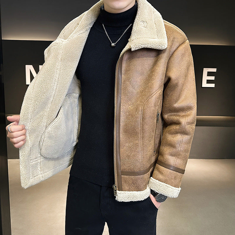 Men's Biker Jacket | Fur-Integrated, Fleece-Lined Thickened Leather Coat