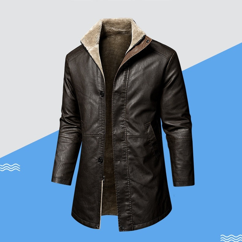 Men's Large Size PU Leather Coat | Extended Fit Casual Outerwear
