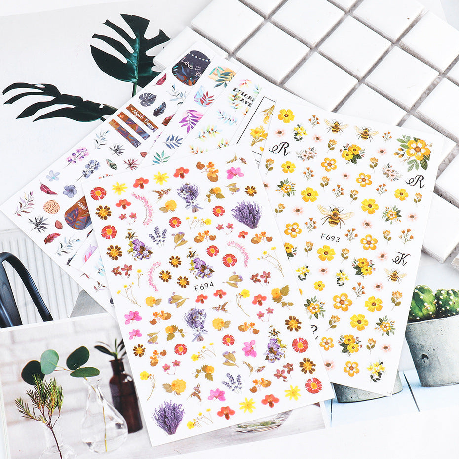 Elegant Flower Pattern Nail Stickers