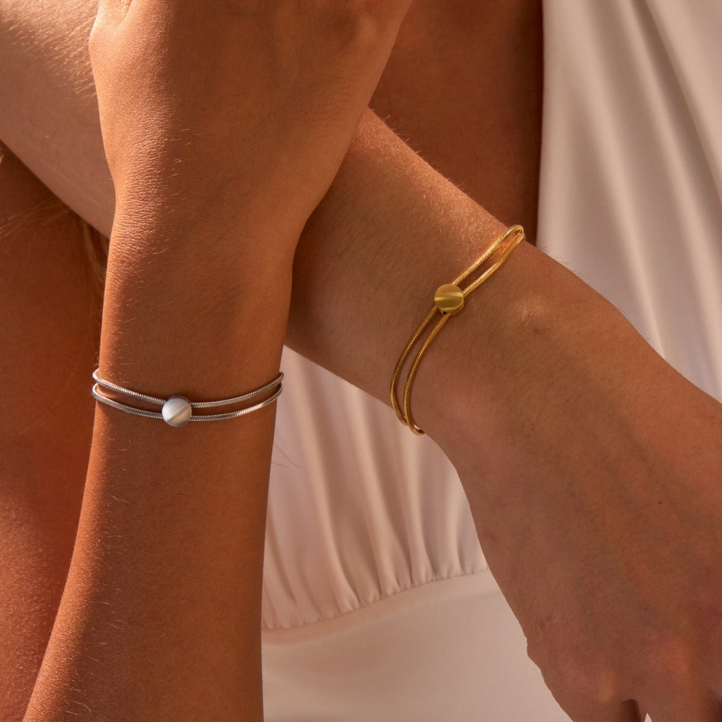 Women's Minimalist 18K Gold Plated Titanium Snake Chain Bracelet