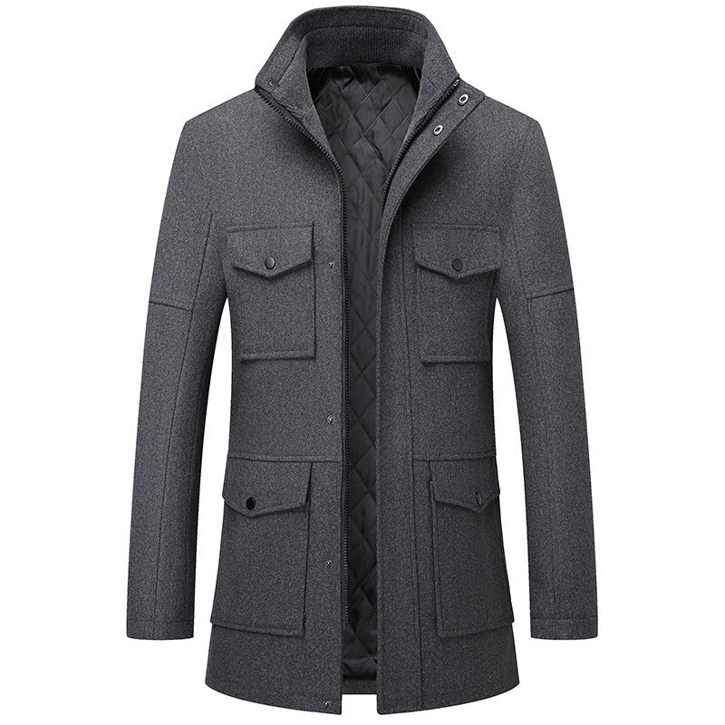 Men's Classic Woolen Winter Coat | Warm Casual Topcoat