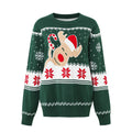 Cartoon Elk Jacquard Pullover Sweater