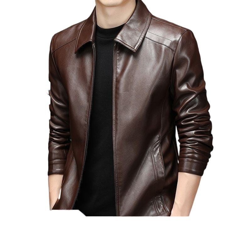 Fleece-Lined Soft Leather Jacket | Casual Comfort Zip-Up