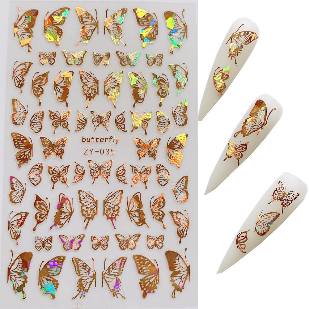 Shimmering Bronzed Butterfly Nail Decals