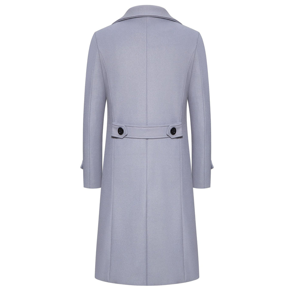 Men's Long Double-Breasted Woolen Trench Coat | Warm Autumn/Winter Overcoat