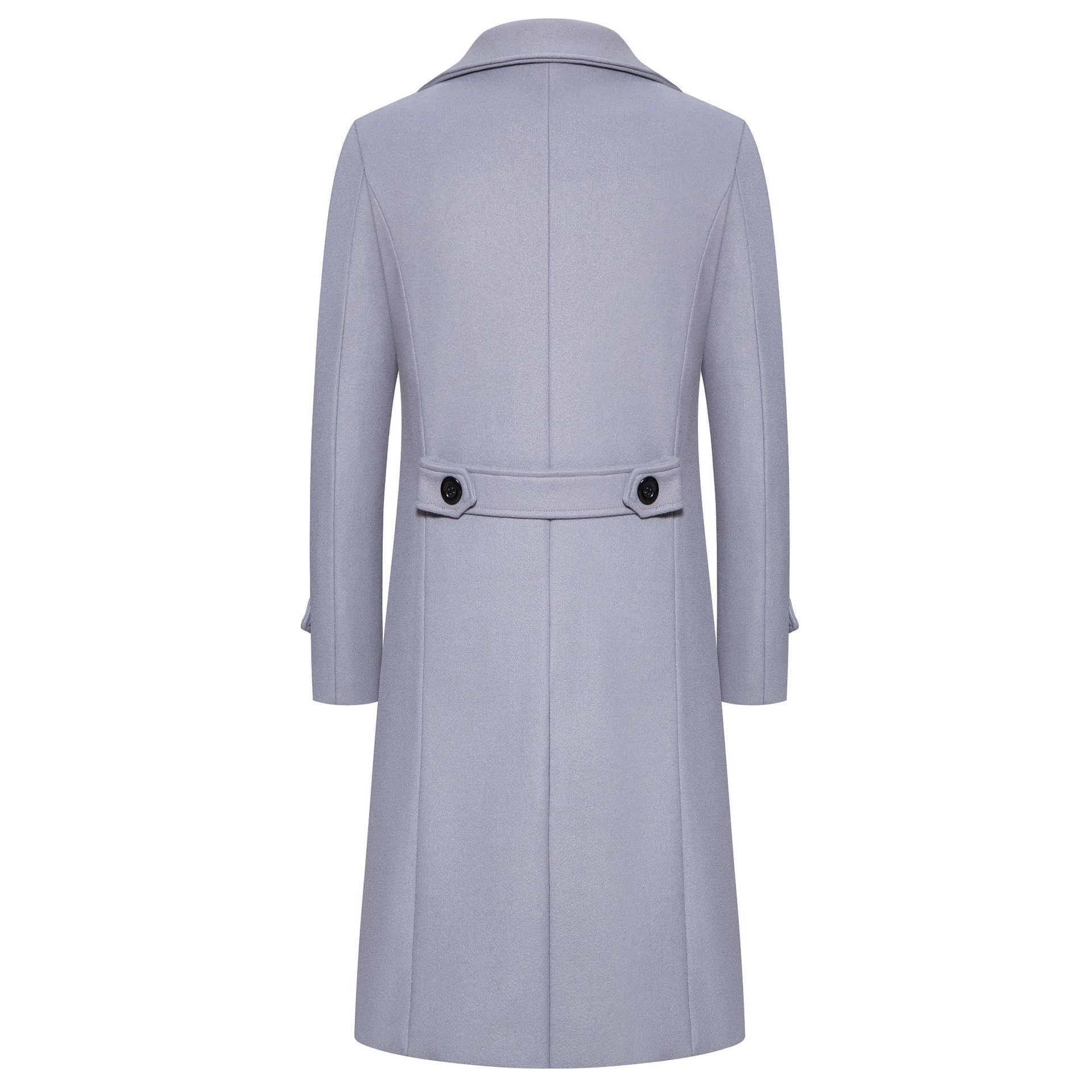 Men's Long Double-Breasted Woolen Trench Coat | Warm Autumn/Winter Overcoat