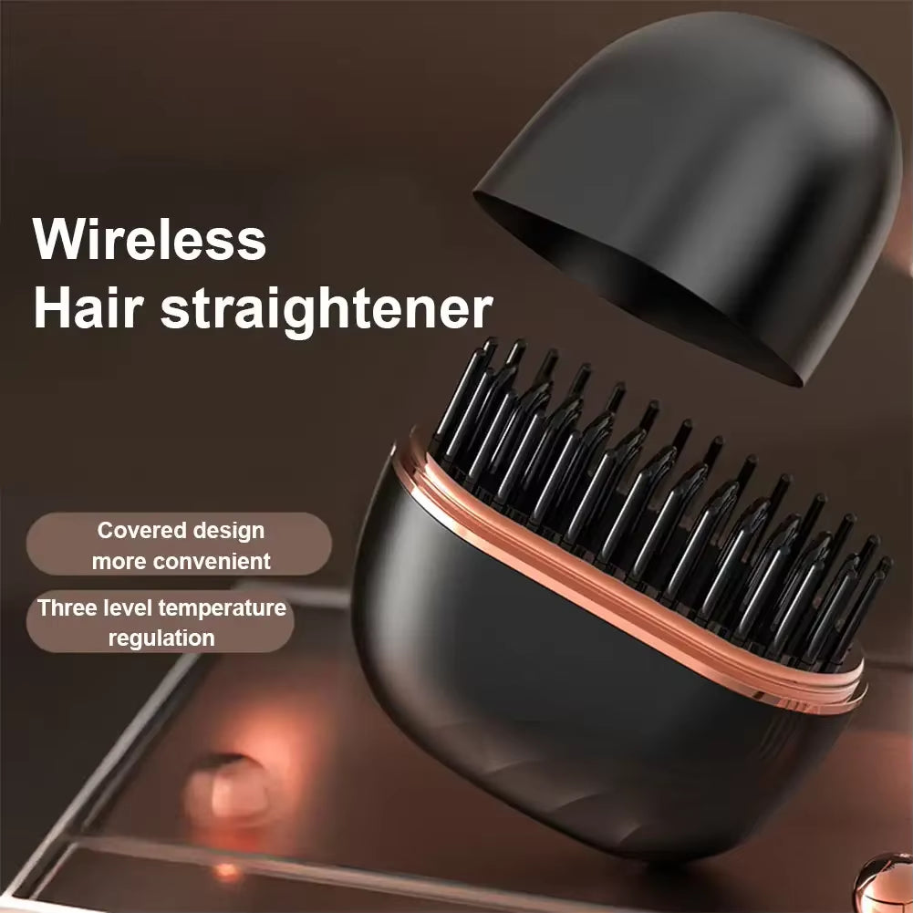Mini Wireless Hair Straightener Brush