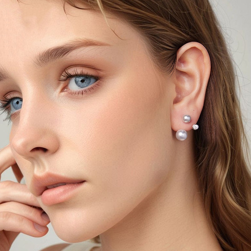 Dainty 2-Way Pearl Stud Earrings