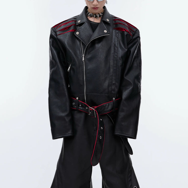 Niche Design Short Leather Jacket | Deconstruction & Pleated Detail Top