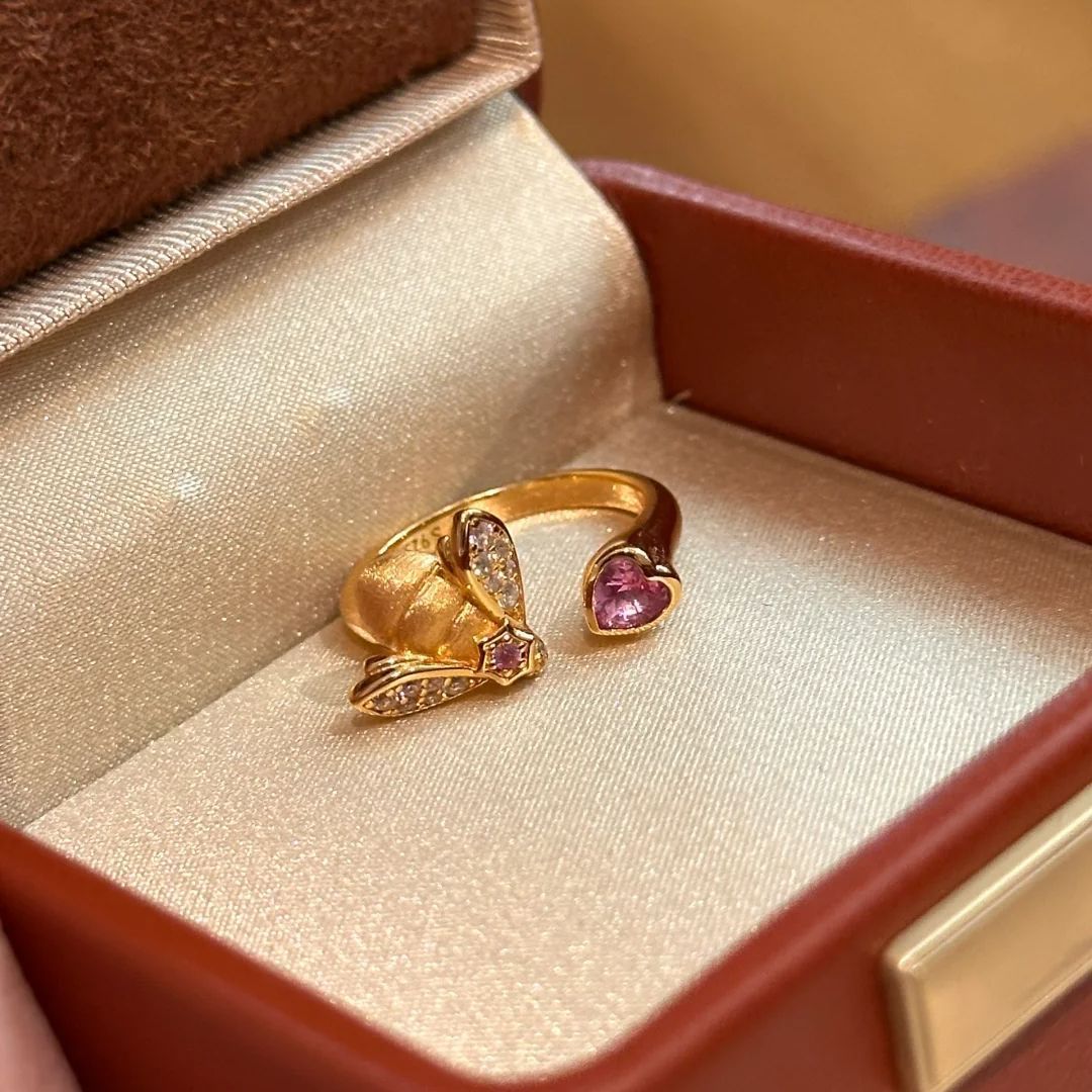 Women's Chic Rhinestone Heart & Bee Design Ring